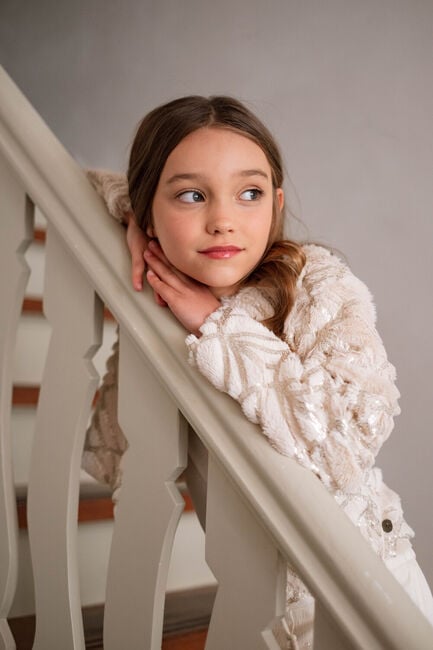 Creme LIKE FLO Pullover DORIS FUR CARDIGAN - large