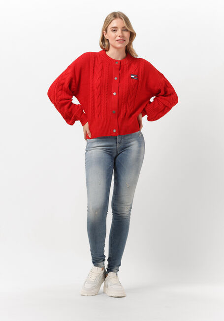 Rote TOMMY JEANS Strickjacke SWEATERS BUTTON - large