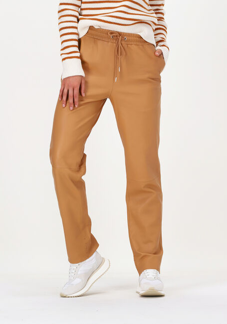 Camelfarbene NOTES DU NORD Hose TAZ LEATHER PANTS - large