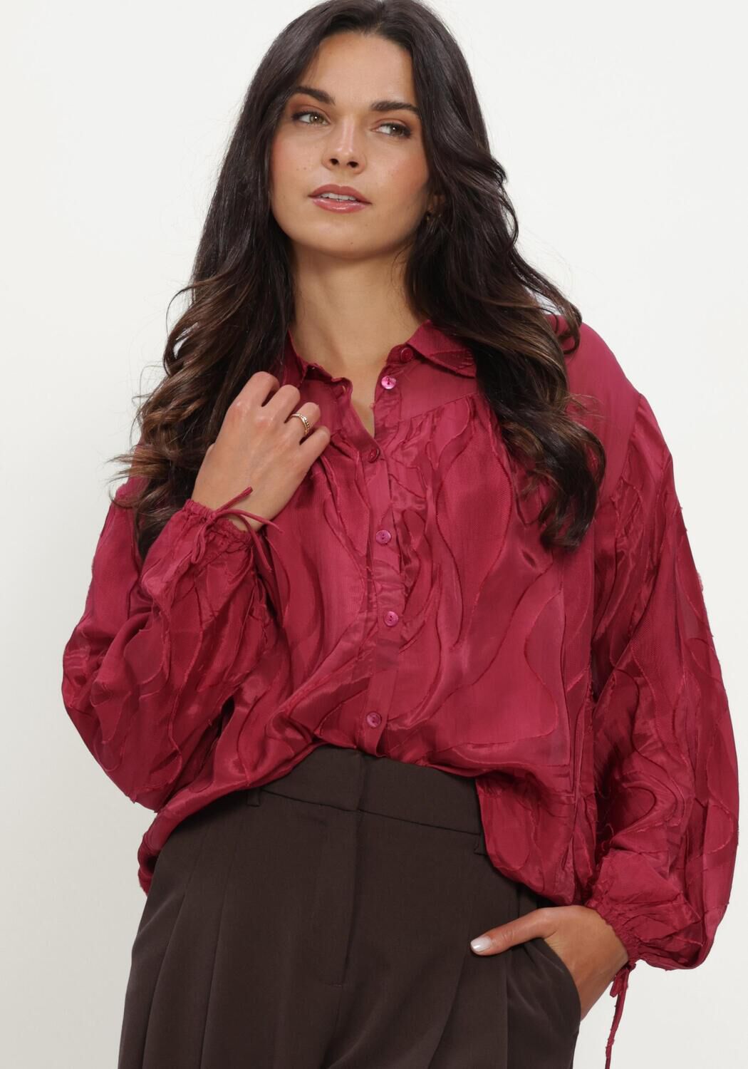 Rote POM AMSTERDAM Blusen JAQCUARD BURGUNDY RED - large