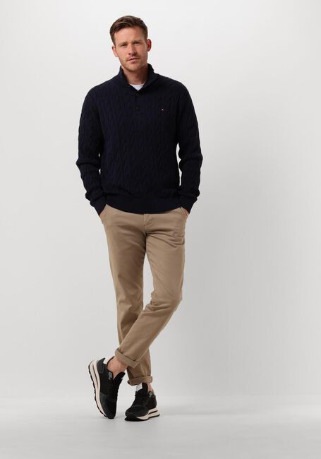Dunkelblau TOMMY HILFIGER Pullover CLASSIC COTTON CABLE BTTN MOCK - large