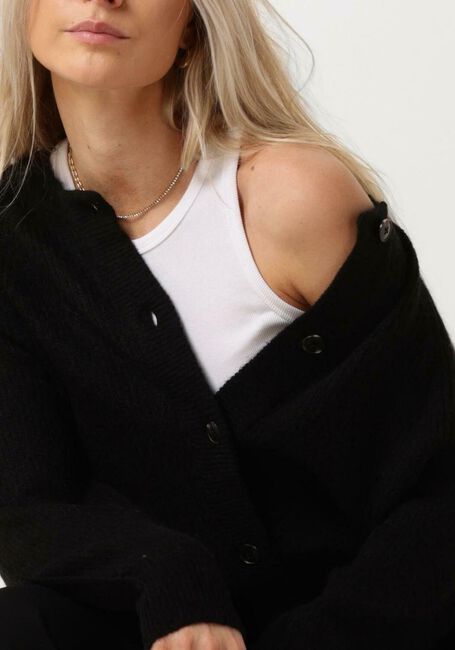 Schwarze SELECTED FEMME Strickjacke SLFLULU LS KNIT SHORT CARDIGAN - large