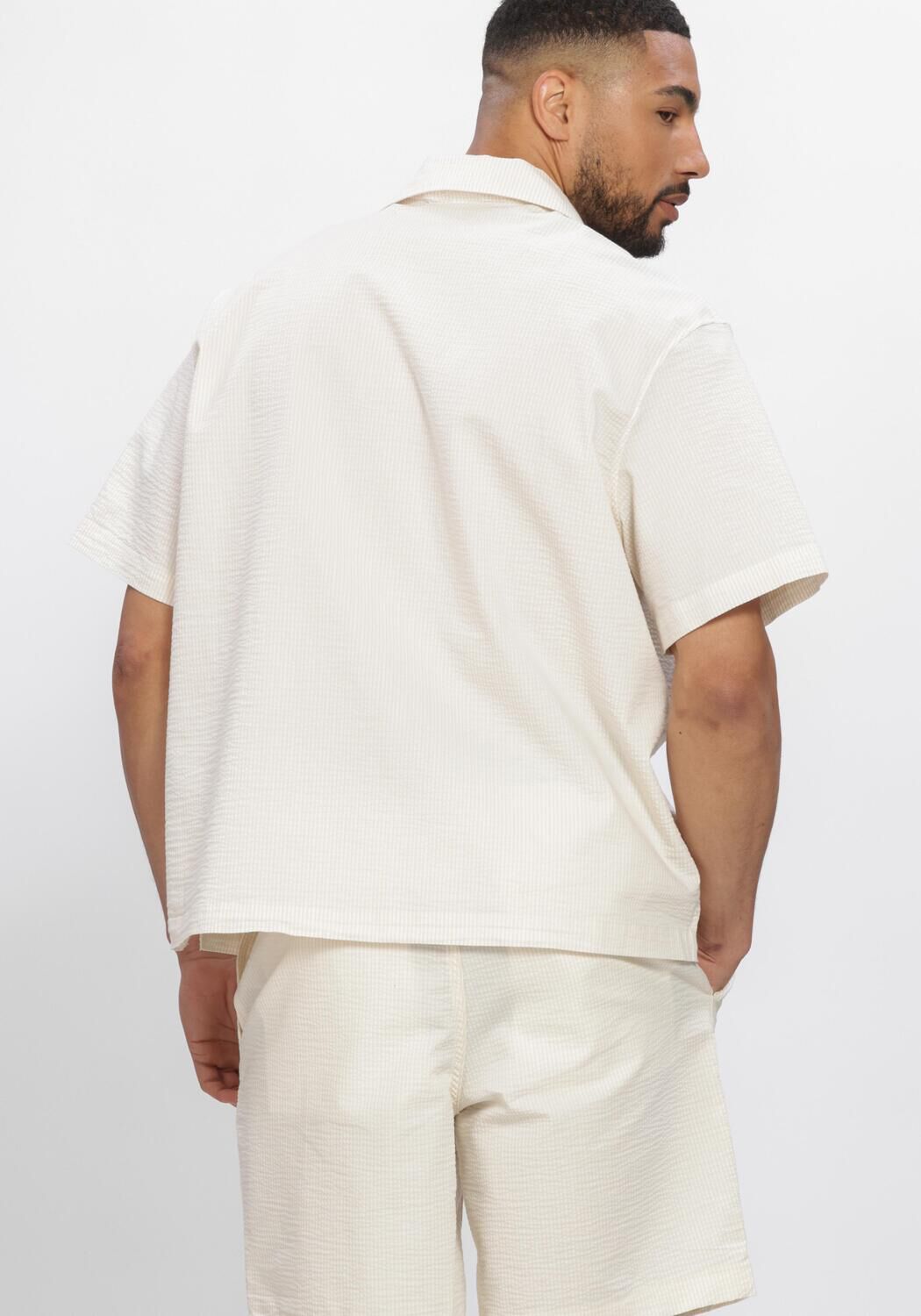 Ecru LACOSTE Casual-Oberhemd RELAXED FIT WAFFLE TEXTURE SHIRT - large