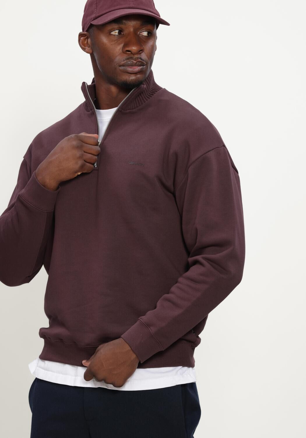 Bordeaux GENTI Sweatshirt HALF ZIP SWEAT - large