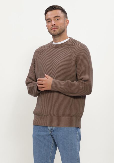 Braune SELECTED MEN Pullover SLMBRAUN KNIT RIB CREW NECK NOOS - large
