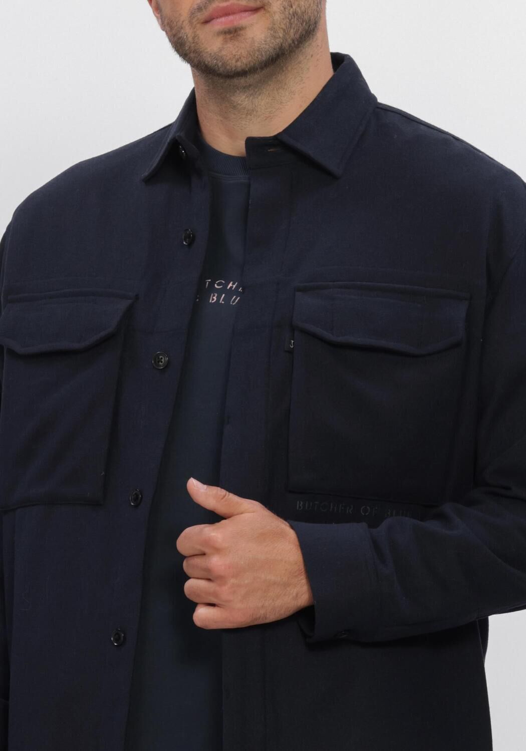 Dunkelblau BUTCHER OF BLUE Overshirt DAN WOOL OVERSHIRT - large