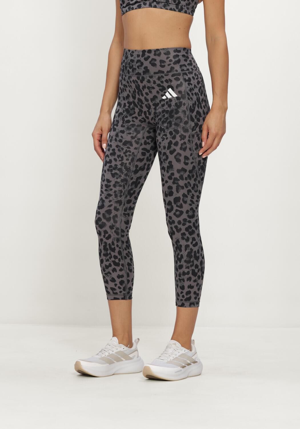 Braune ADIDAS Sportleggings OPT ESS AOP 7/8 - large