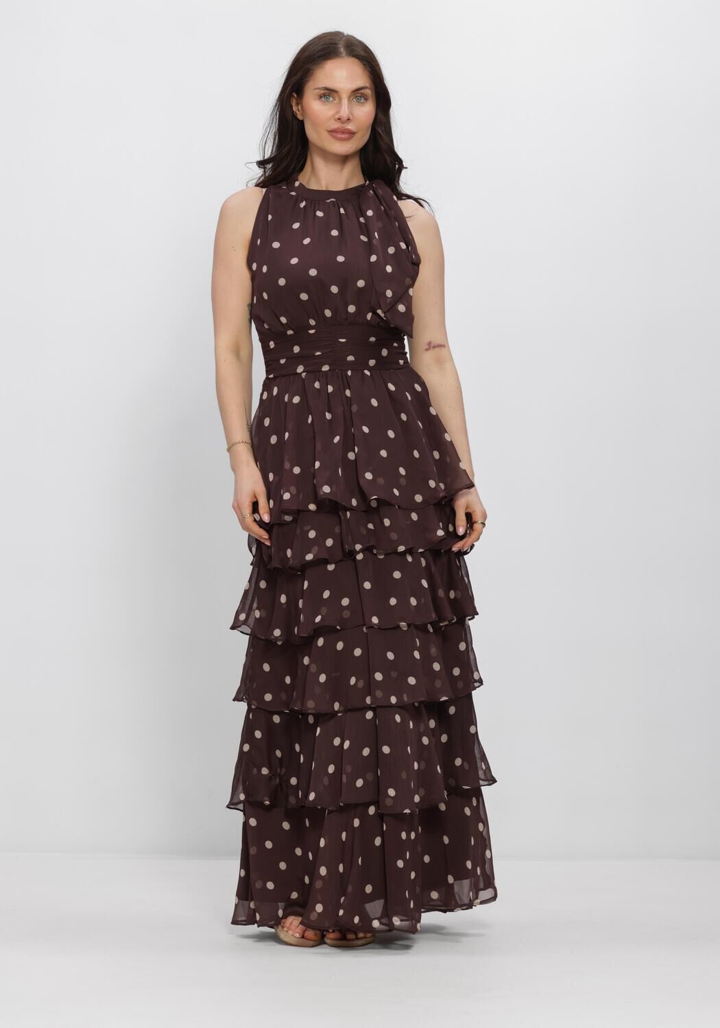 Braune NEO NOIR Kleider MARLI BIG DOT DRESS - large