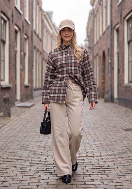 Taupe NEO NOIR Blusen DITA FLANNEL CHECK SHIRT - large