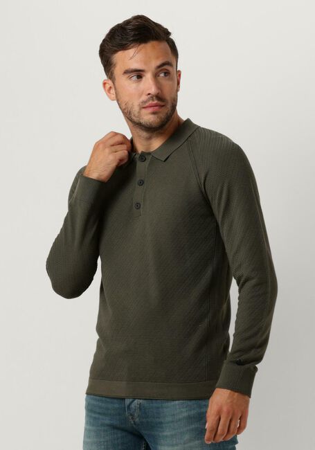 Grüne CAST IRON Langarmshirts LONG SLEEVE POLO SLIM FIT COTTON MODAL - large