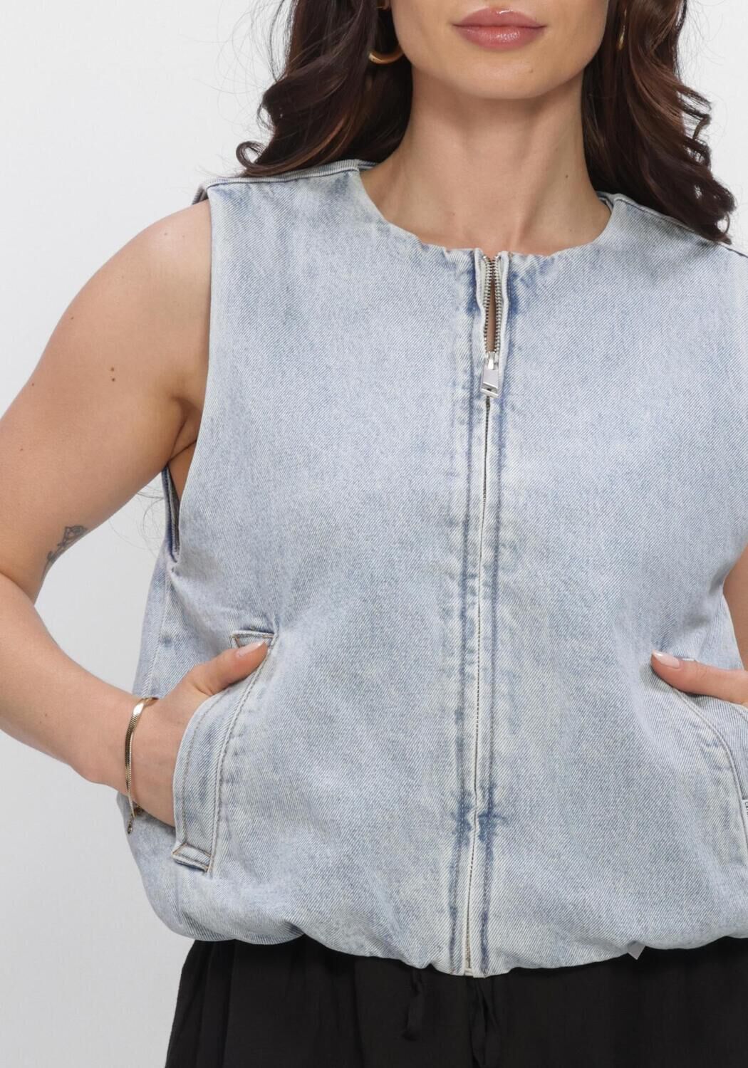 Blaue CATWALK JUNKIE Bodywarmer DENIM BALLOON BODYWARMER - large