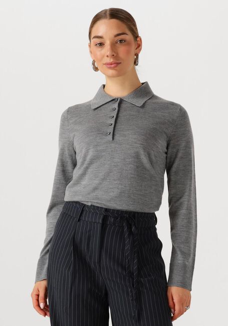 Graue SELECTED FEMME Tops & T-shirts SLFTHEA LS KNIT MERINO COLLAR NECK - large