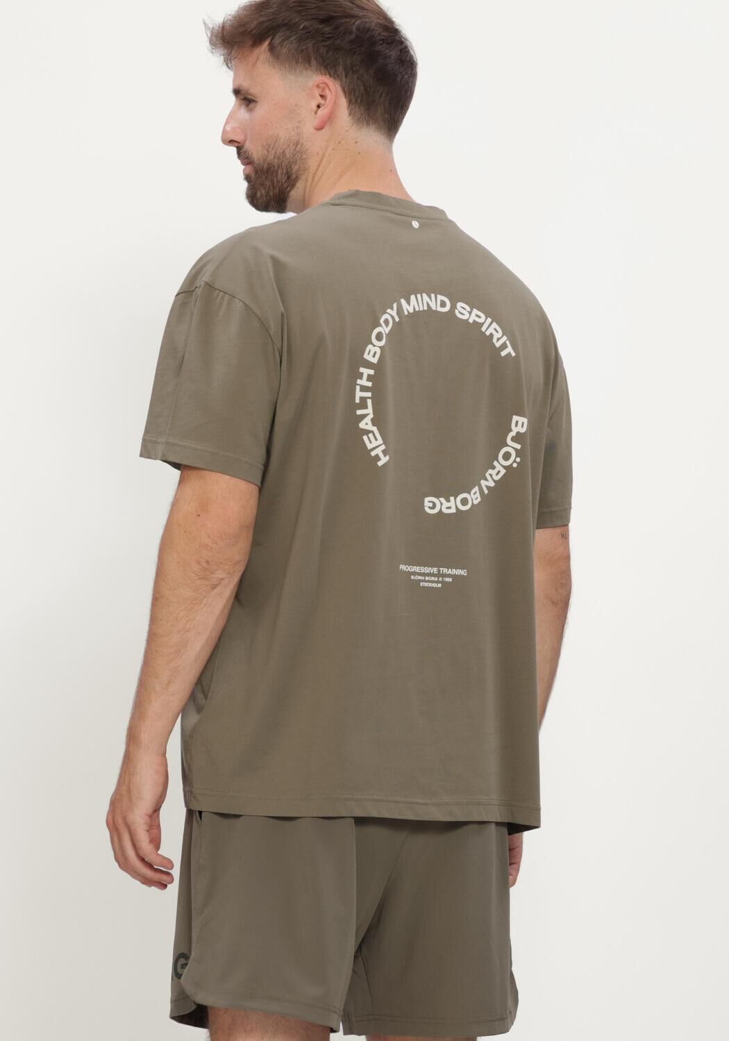 Khaki BJORN BORG T-shirt BORG GYM OVERSIZED T-SHIRT - large