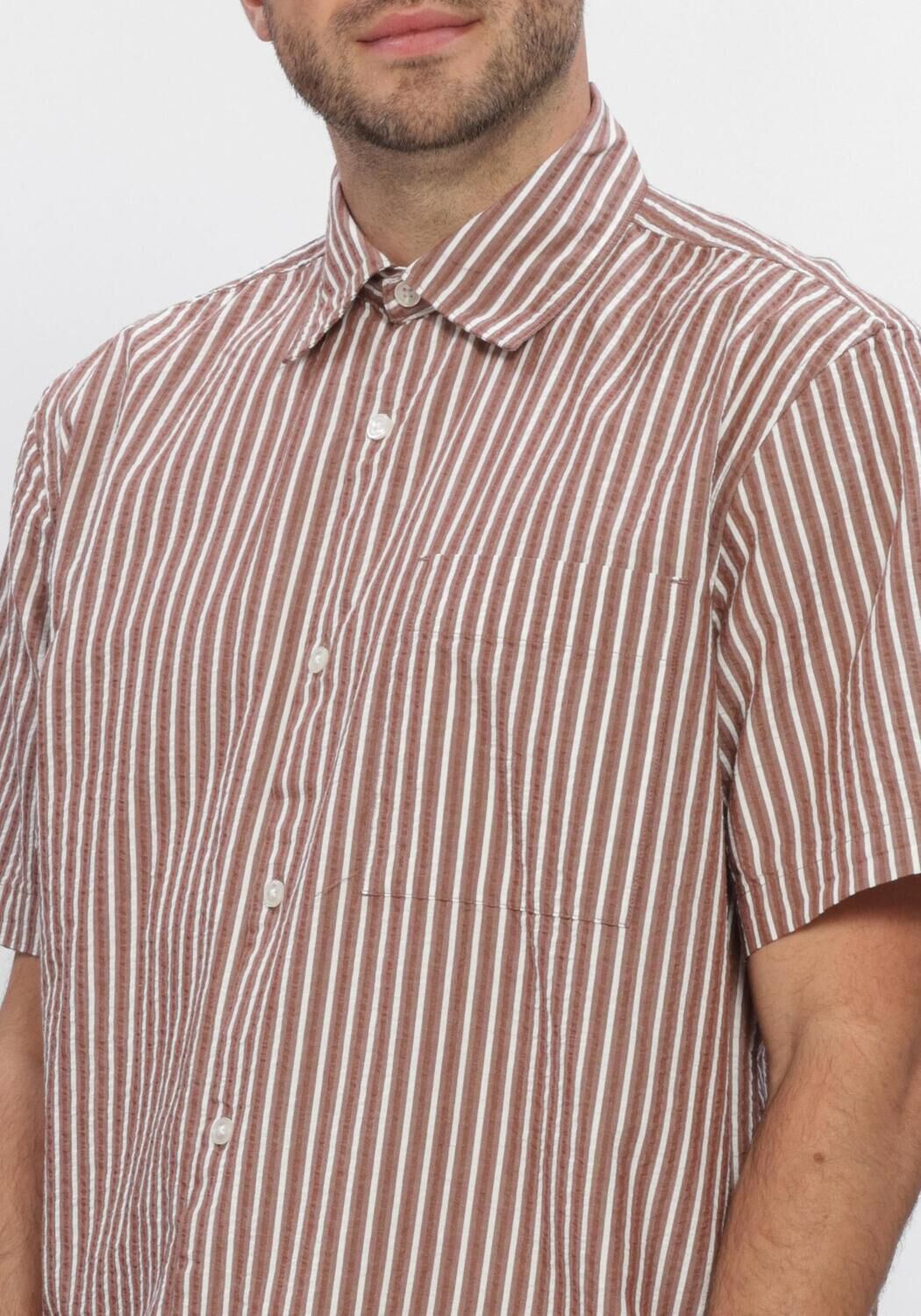 Beige SELECTED MEN Casual-Oberhemd SLHRLXSTUART SEERSUCKER SS  SHIRT - large