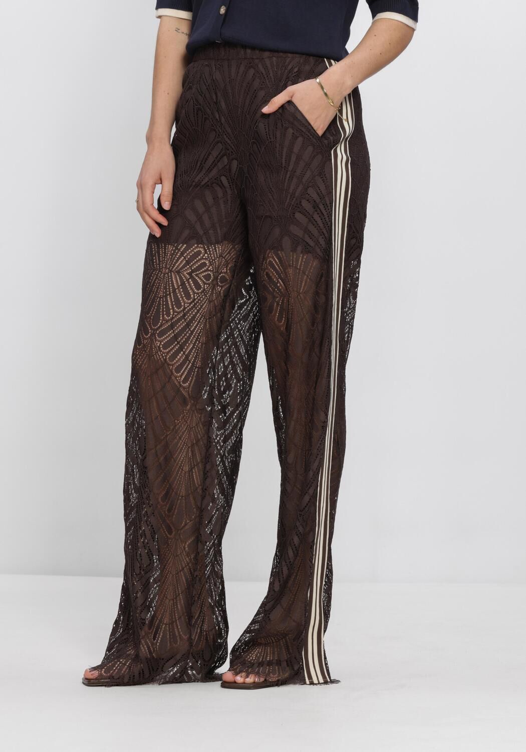 Braune CO'COUTURE Hosen LETICC LACE PANEL LL PANT - large
