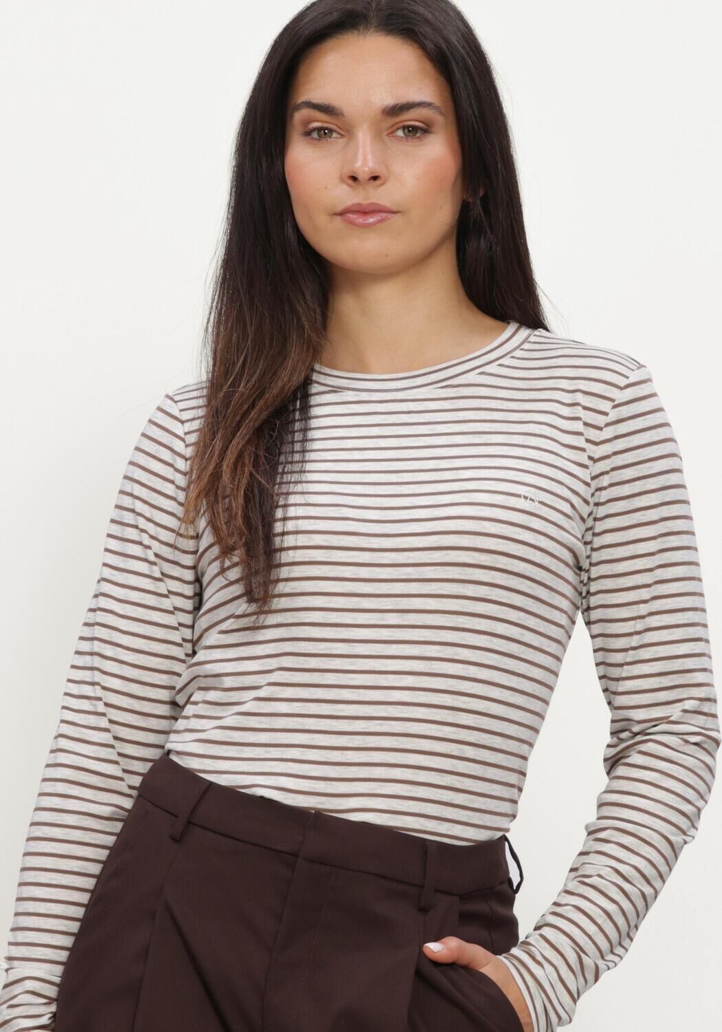 Braune AIMEE THE LABEL Tops & T-shirts ZENOLUCAW6 STRIPED LS - large