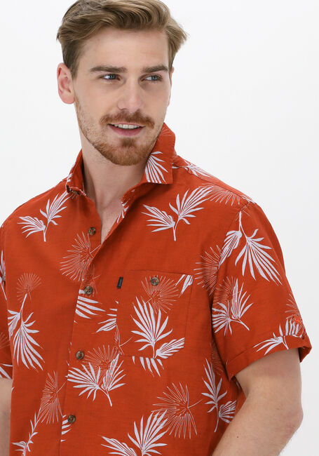Rote VANGUARD Casual-Oberhemd SHORT SLEEVE SHIRT PRINTED TENCEL COTTON LINEN - large