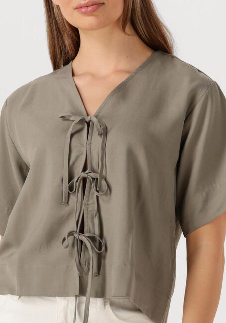 Grüne SELECTED FEMME Blusen SLFNATUK 2/4 BOXY TIE TOP - large