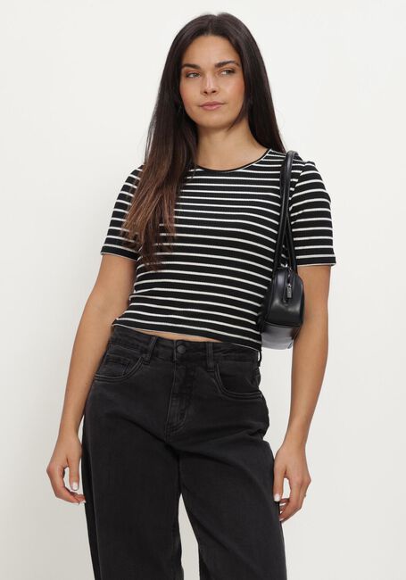 Schwarze ANOTHER LABEL T-shirt ELYNE STRIPE T-SHIRT S/S - large