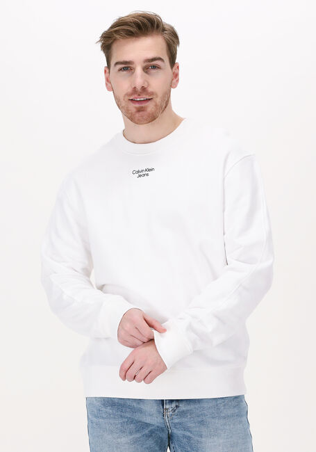 Weiße CALVIN KLEIN Sweatshirt STACKED LOGO CREW NECK - large