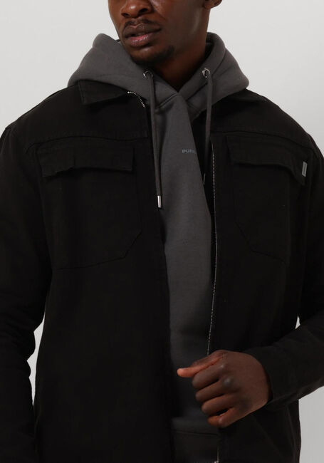 Schwarze PUREWHITE Overshirt TWILL OVERSHIRT WITH ZIPPER AND TWO FRONT POCKETS - large