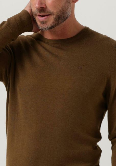 Olive CALVIN KLEIN Sweatshirt SUPERIOR WOOL CREW NECK SWEATER - large