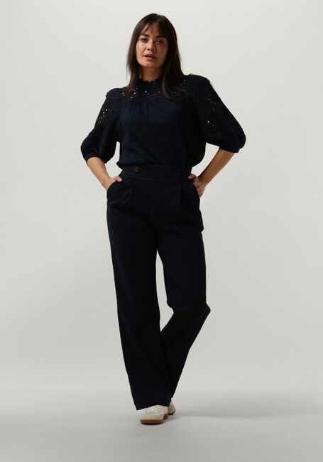 Dunkelblau RUBY TUESDAY Top SALINA HALF SLEEVES BLOUSE WITH RUFFLE NECK AND EMBRO DETAILS - large