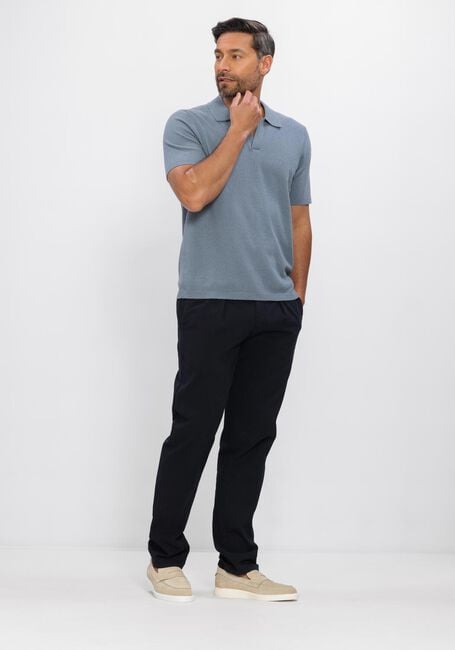 Blaue PROFUOMO Polo-Shirt POLO OPEN COLLAR COTTON CREPE - large