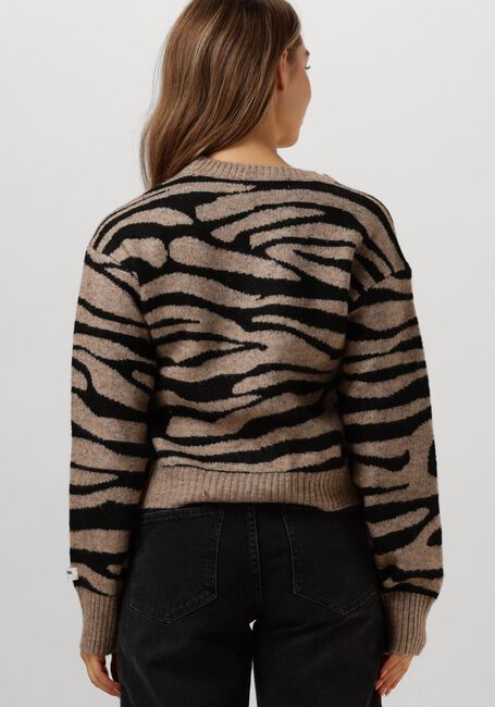 Braune COLOURFUL REBEL Strickjacke SHARA ZEBRA KNITTED CARDIGAN - large