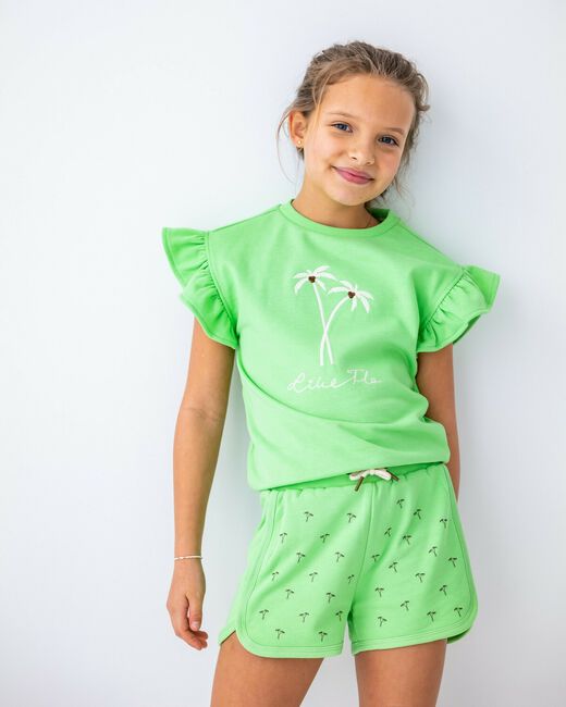 Grüne LIKE FLO T-shirt SS SWEATER CROCHET FLOWER - large