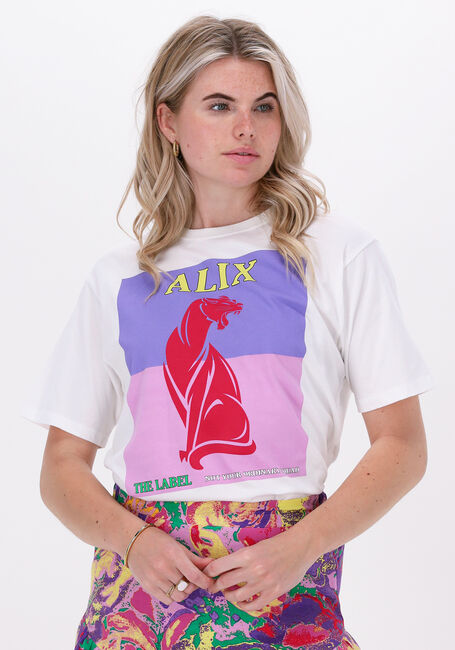 Weiße ALIX THE LABEL T-shirt KNITTED PASTEL PANTER T-SHIRT - large