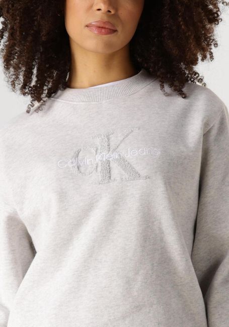 Graue CALVIN KLEIN Pullover CHENILLE MONOLOGO CREWNECK - large