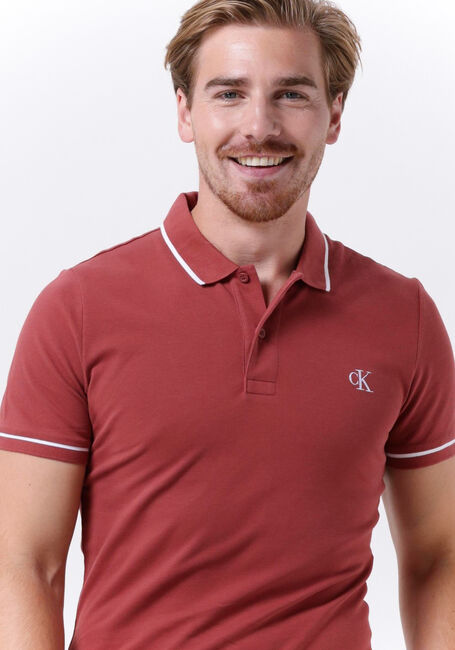 Rote CALVIN KLEIN Polo-Shirt TIPPING SLIM POLO - large