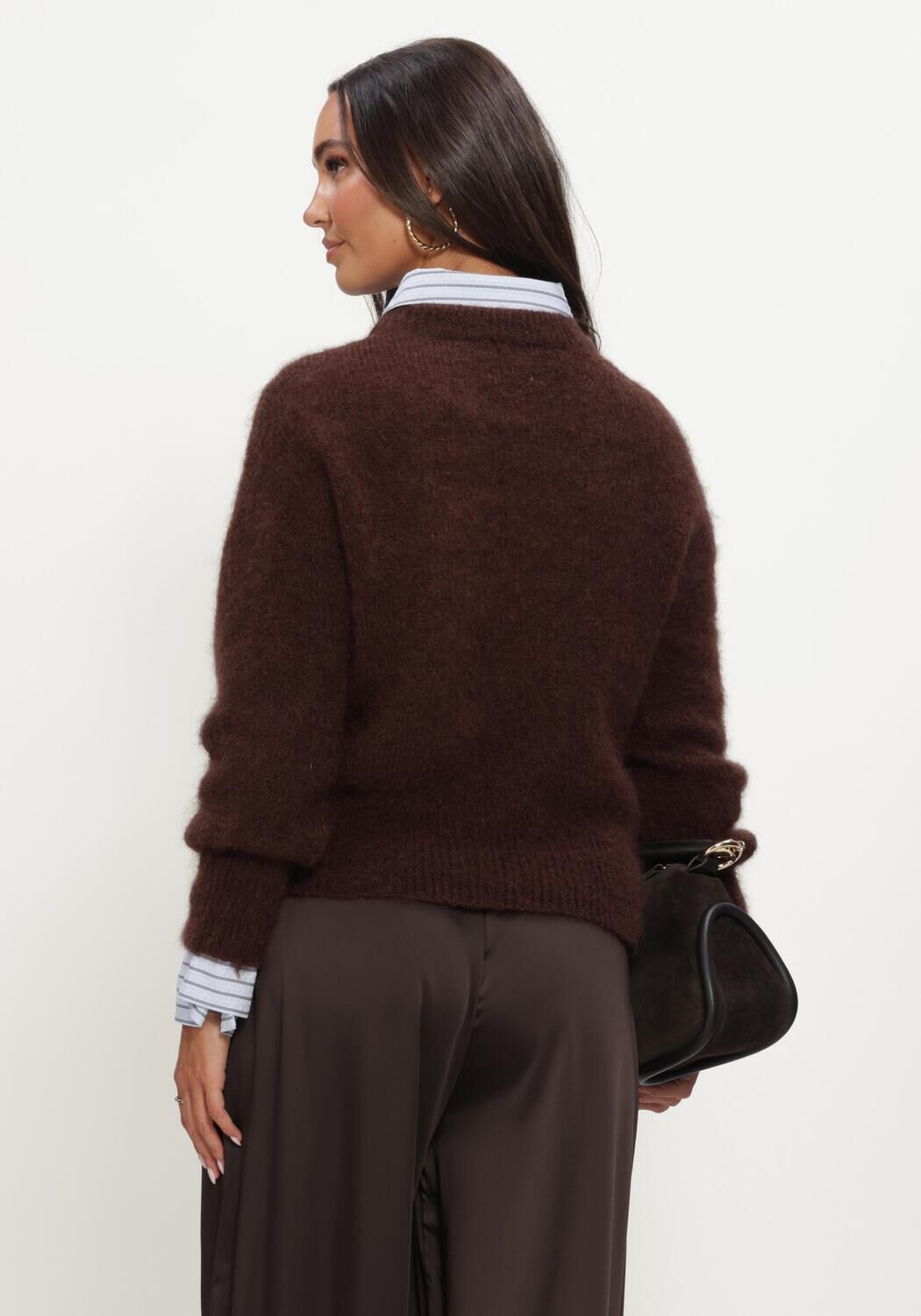 Braune TWNS Pullover SOLID LONG-SLEEVE ROUND NECK SWEATER - large