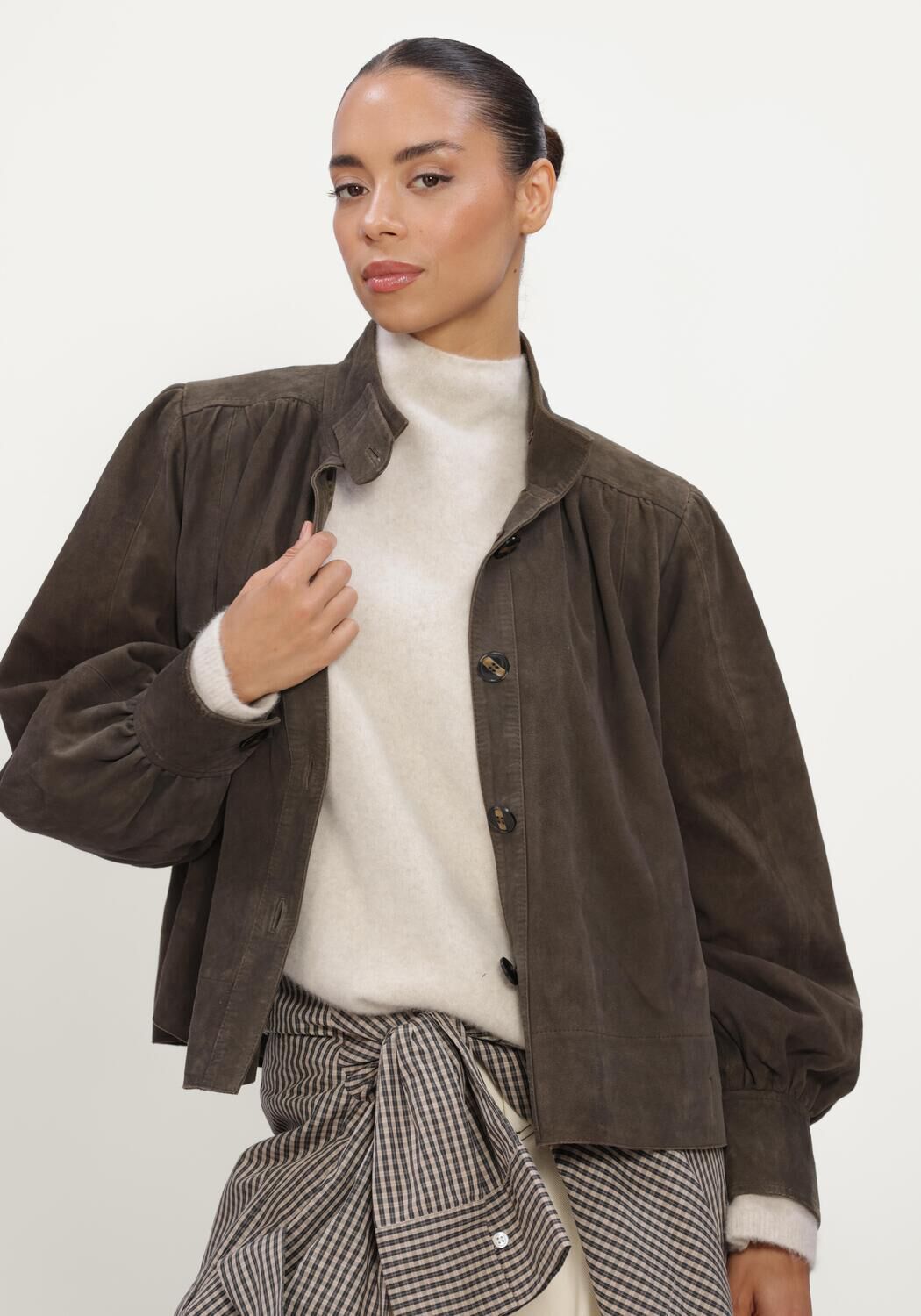 Schwarze SECOND FEMALE Jack ZONIE SUEDE JACKET - large