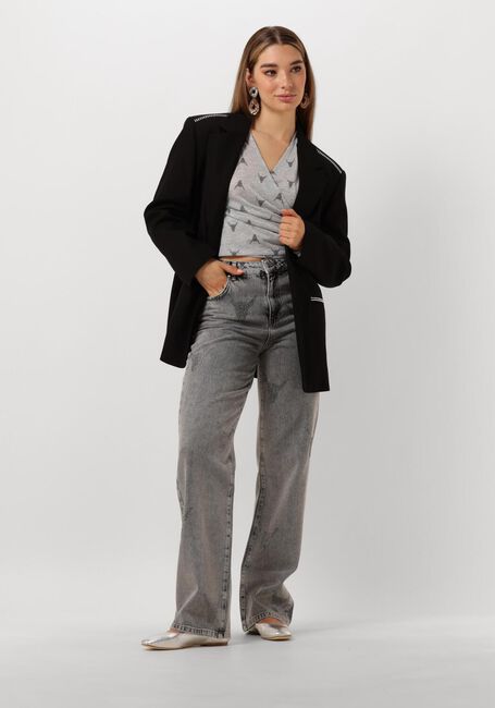 Graue ALIX THE LABEL Wide jeans LADIES WOVEN STRASS BULL PANTS - large