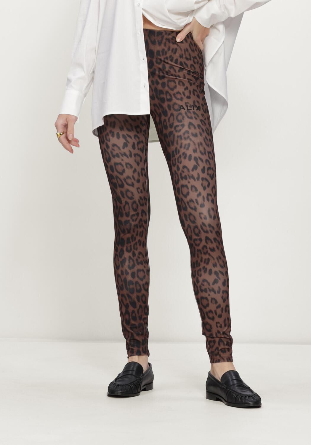 Braune ALIX THE LABEL Legging LADIES KNITTED LEOPARD LEGGING