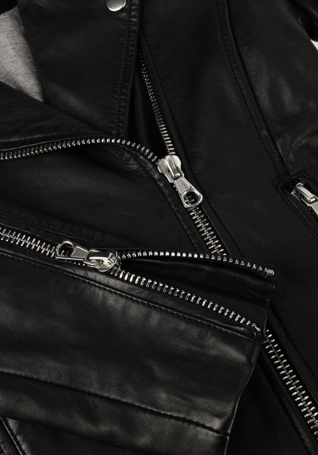 Schwarze SET Lederjack TYLER LEATHER JACKET - large