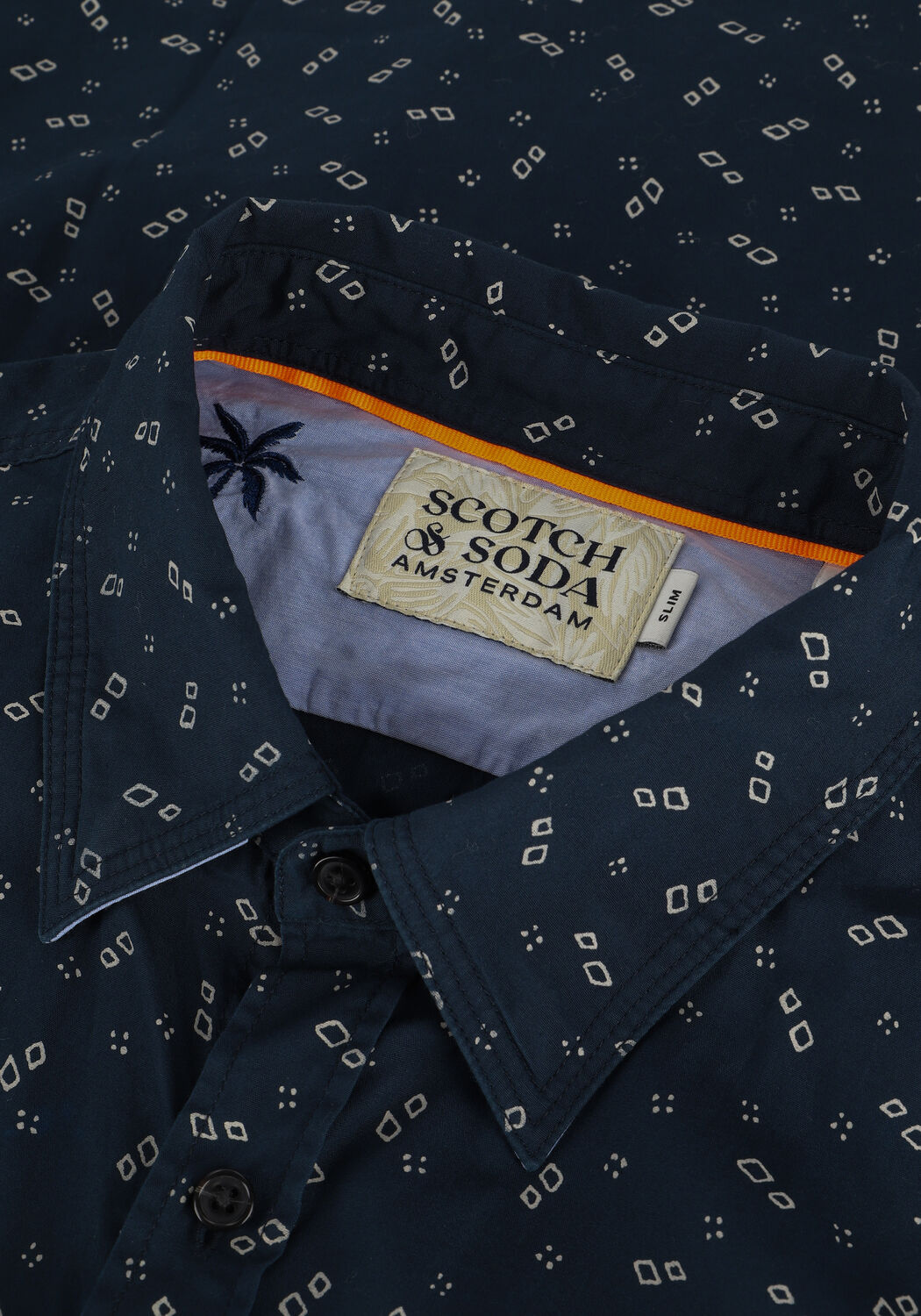 Dunkelblau SCOTCH & SODA Casual-Oberhemd SLIM FIT PRINTED POPLIN SHIRT - large