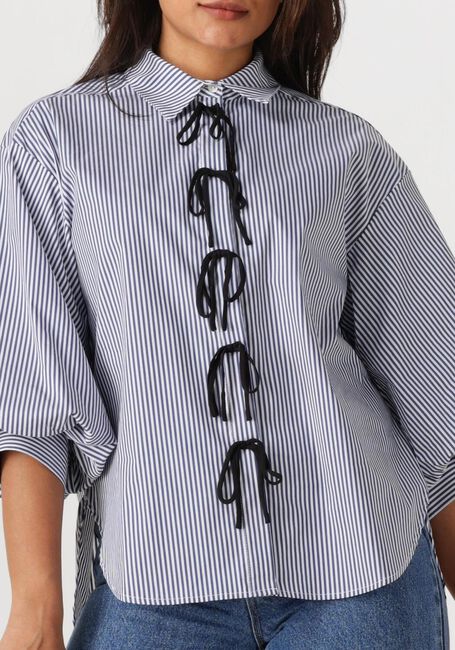 Blaue JANSEN AMSTERDAM Blusen LOIS BLOUSE CSB 798 BOWSTRAPS 3/4 SLEEVE WIDE FIT - large