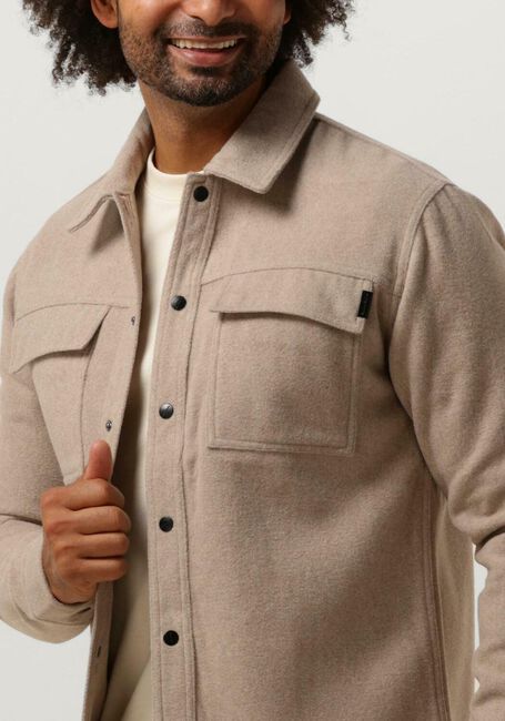Sand PUREWHITE Overshirt WOOL LOOK OVERSHIRT WITH POCKET AT FRONT - large