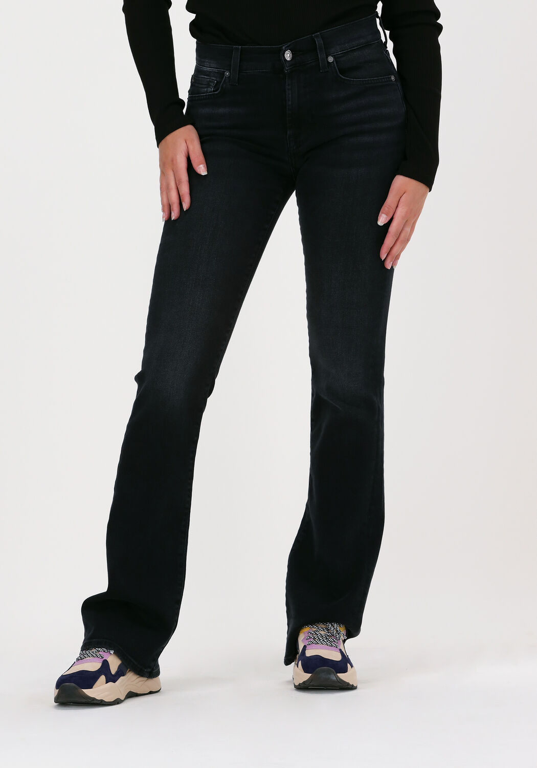 7 For All Mankind Midikleid aus Denim in Schwarz Damen Bekleidung Jeans Bootcut Jeans 