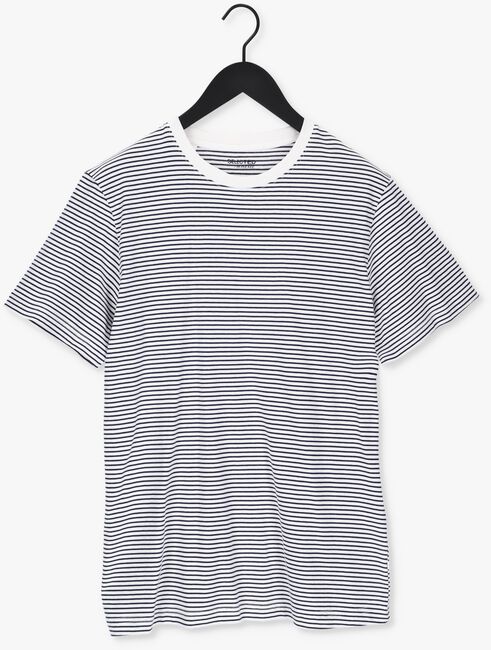 Weiße SELECTED HOMME T-shirt SLHNORMAN180 STRIPE SS O-NECK  - large