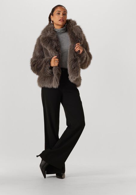 Taupe OBJECT Fake-Fur-Jack OBJISADORA L/S LO HAIRY COAT - large