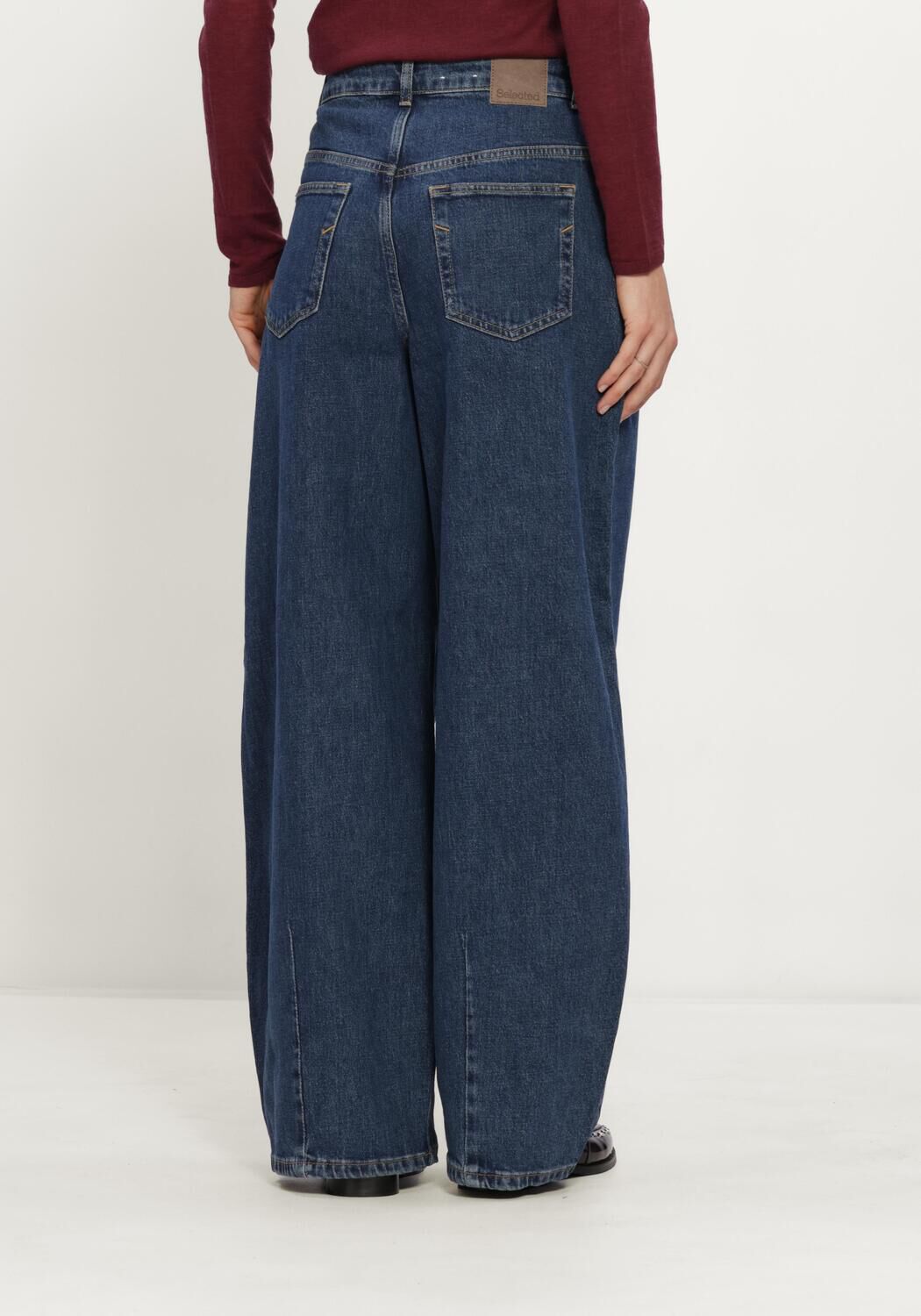 Blaue SELECTED WOMEN Wide jeans SLWBARREL LOOSE NANET - large