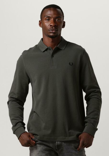 Olive FRED PERRY Polo-Shirt LONG SLEEVE PLAIN FRED PERRY SHIRT - large