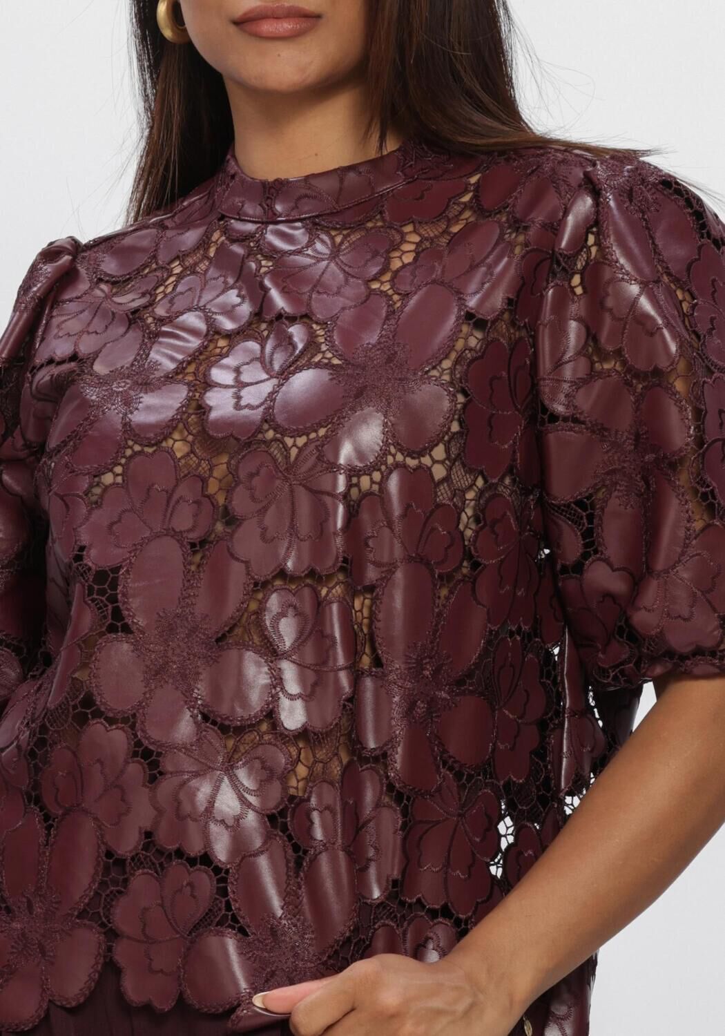 Bordeaux NUKUS Top NICOLE TOP FLOWER PU - large