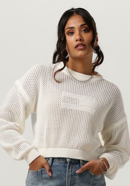 Weiße TOMMY JEANS Pullover TJW OPEN STITCH FLAG SWEATER - large