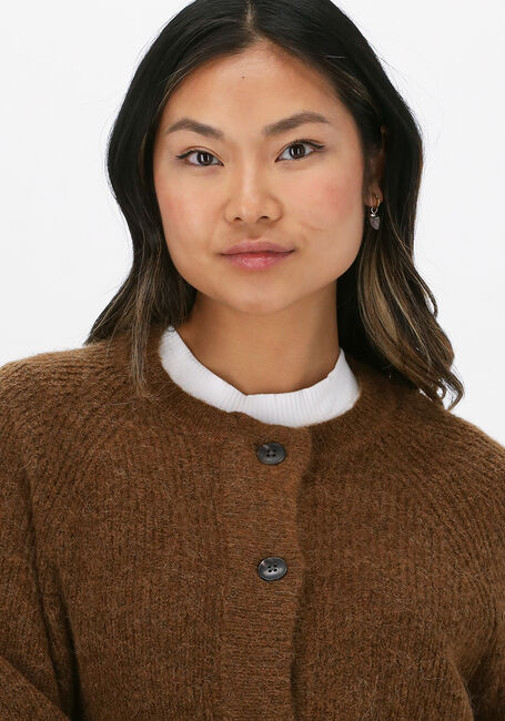 Braune SELECTED FEMME Strickjacke SLFLULU LS KNIT SHORT CARDIGAN - large
