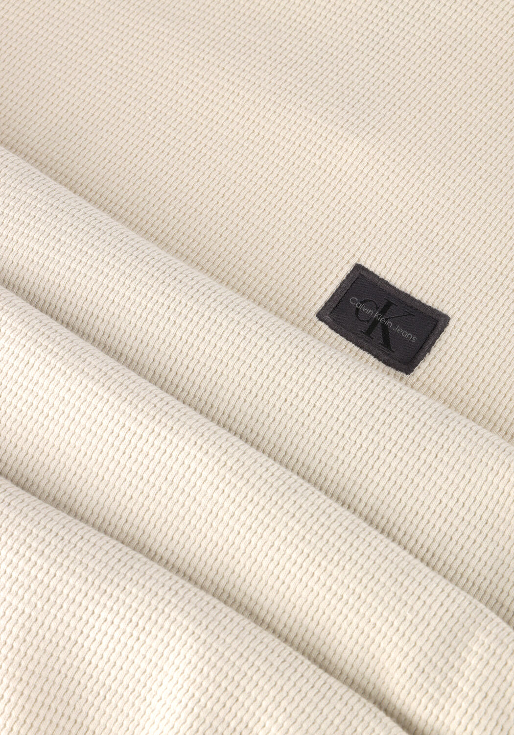 Beige CALVIN KLEIN Pullover WOVEN LABEL WAFFLE LS TEE - large